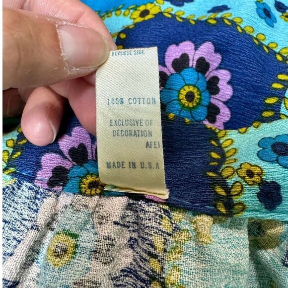 Vintage 1960s Beverly Vogue Calif Wrap Maxi Skirt Blue Floral Women’s Large - Picture 4 of 4